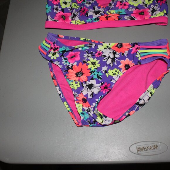Multi Color 2 Pcs Justice Bikini Swimsuit Size 16 - Picture 3 of 10